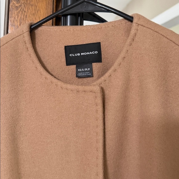 Club Monaco Camel Cape Coat with Black Trim - Picture 2 of 5